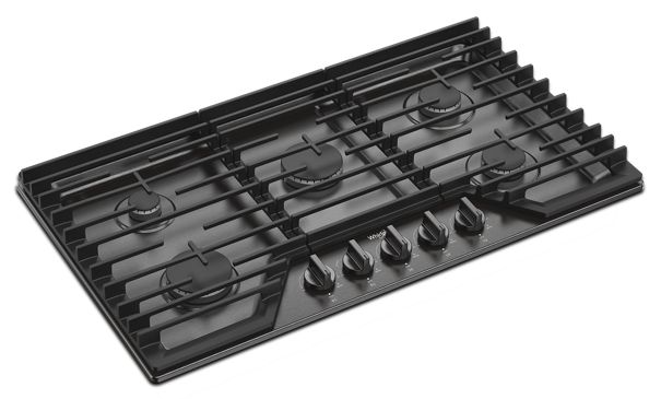 Whirlpool 36-inch Gas Cooktop with EZ-2-Lift™ Hinged Cast-Iron Grates WCGK5036PV