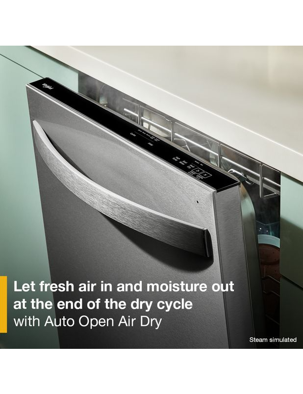 Whirlpool® 24-Inch Top Control Dishwasher with Total Coverage Wash and Auto Open Air Dry in Fingerprint Resistant Stainless Steel WDTS8024SZ
