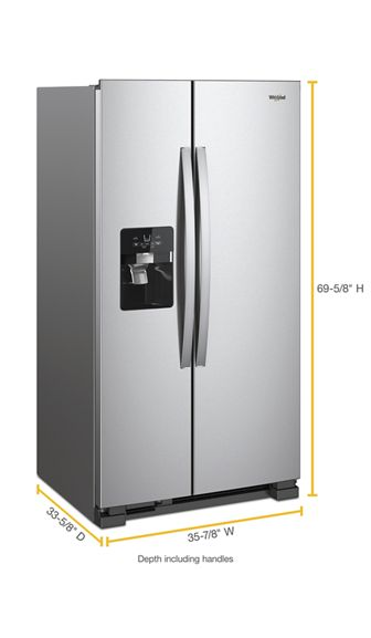 Whirlpool 36-inch Wide Side-by-Side Refrigerator - 25 cu. ft. WRS555SIHZ-Fingerprint Resistant Stainless Steel