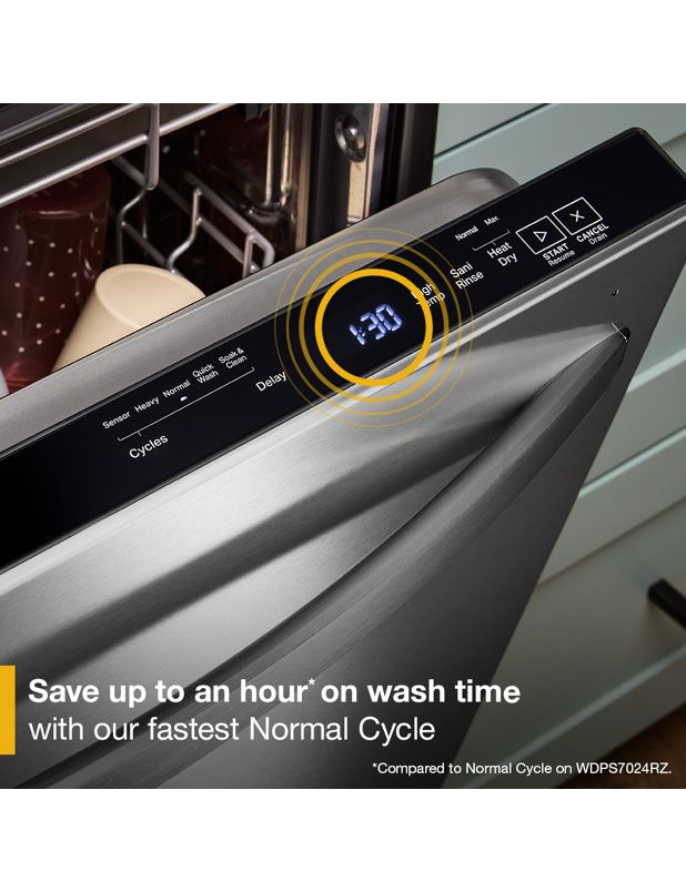 Whirlpool® 24-Inch Top Control Dishwasher with Total Coverage Wash and Auto Open Air Dry in Fingerprint Resistant Stainless Steel WDTS8024SZ