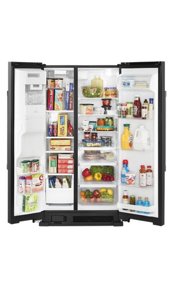 Maytag 36-Inch Wide Side-by-Side Refrigerator with Exterior Ice and Water Dispenser - 25 Cu. Ft. MSS25C4MGB