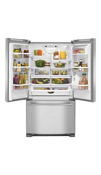 Maytag 33-Inch Wide French Door Refrigerator with Water Dispenser - 22 Cu. Ft MRFF5033PZ