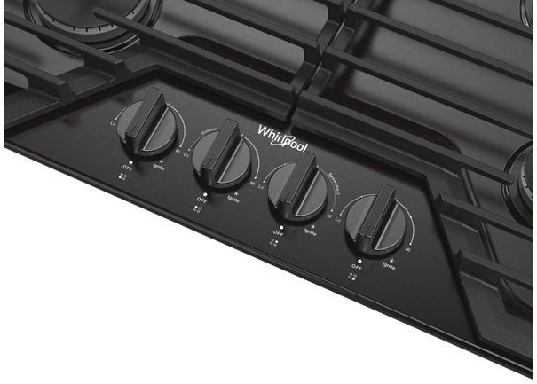 Whirlpool 30-inch Gas Cooktop with EZ-2-Lift™ Hinged Cast-Iron Grates WCGK5030PV