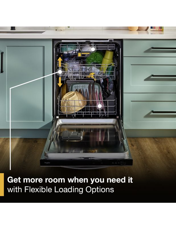 Whirlpool® 24-Inch Top Control Dishwasher with Total Coverage Wash and Auto Open Air Dry in Fingerprint Resistant Stainless Steel WDTS8024SZ