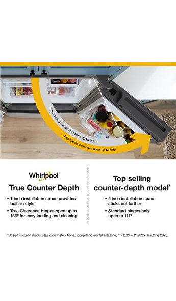 Whirlpool 36-inch Wide True Counter Depth 4-Door French Door Refrigerator - 22 cu. ft. WRMC5036RV
