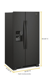 Whirlpool 36-inch Wide Side-by-Side Refrigerator - 25 cu. ft. WRS555SIHB-Black