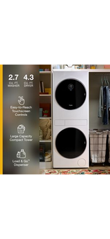 Whirlpool Compact ENERGY STAR® Ventless Heat Pump Laundry Tower with 2.7-cu ft Washer and Electric 4.3-cu ft Dryer WFH5424SW