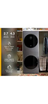 Whirlpool Compact ENERGY STAR® Ventless Heat Pump Laundry Tower with 2.7-cu ft Washer and Electric 4.3-cu ft Dryer WFH5424SJ