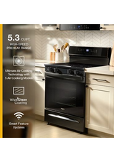 Whirlpool 30-inch Smart Electric Smart Range with Air Cooking Technology, No Preheat Air Fry, High Speed Preheat Oven, WipeClean™ Coating, and Steam/Self Clean WFES7530RB