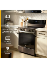 Whirlpool 30-inch Smart Electric Smart Range with Air Cooking Technology, No Preheat Air Fry, High Speed Preheat Oven, WipeClean™ Coating, and Steam/Self Clean WFES7530RV