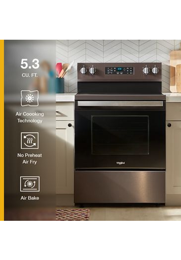 Whirlpool 30-inch Energy Star Electric Range with Air Cooking Technology, No Preheat Air Fry and Air Baking and Self Clean WFES5030RV