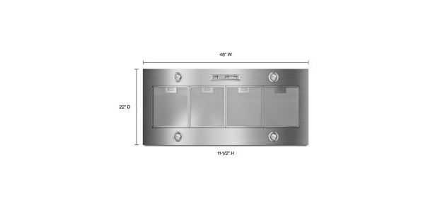Whirlpool 48" 585 or 1170 CFM Motor Class Custom Hood Liner UVL6048JSS