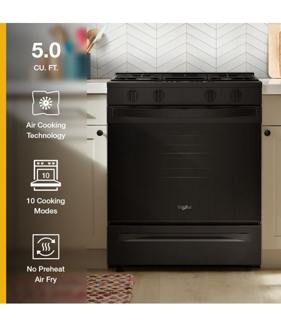 Whirlpool 30-inch Gas Smart Range with Air Cooking Technology and Steam Clean WSGS4530TB