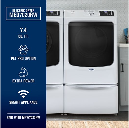 Maytag Smart Pet Pro Front Load Electric Dryer - 7.4 CU. FT. MED7020RW