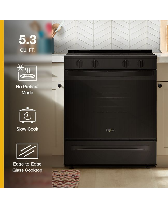 Whirlpool 30-inch Electric Range with No Preheat and Slow Cook Modes WSES3330TB