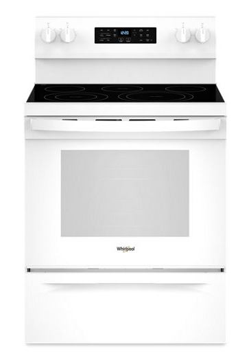 Whirlpool 30-inch Energy Star Electric Range with Air Cooking Technology, No Preheat Air Fry and Air Baking and Self Clean WFES5030RW