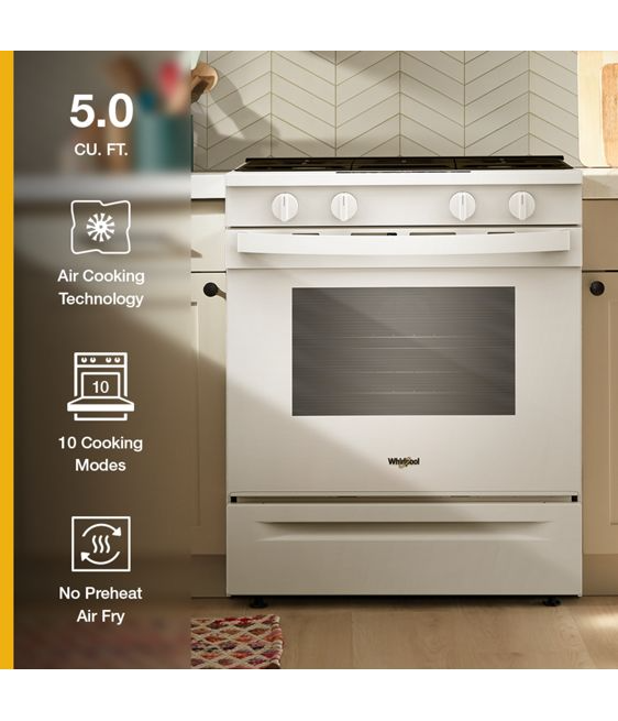 Whirlpool 30-inch Gas Smart Range with Air Cooking Technology and Steam Clean WSGS4530TW