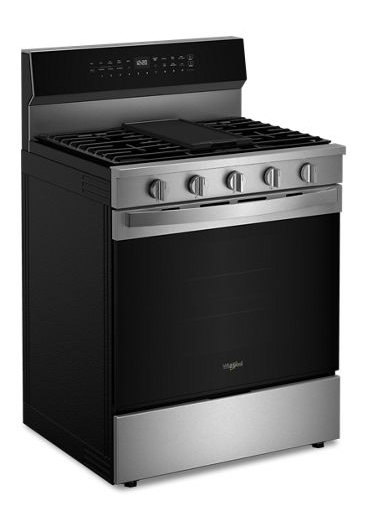 Whirlpool 30-inch Smart Gas Range with Air Cooking Technology, No Preheat Air Fry, Steam/Self Clean and High Speed Preheat WFGS7530RZ