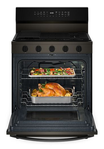Whirlpool 30-inch Smart Gas Range with Air Cooking Technology, No Preheat Air Fry, Steam/Self Clean and High Speed Preheat WFGS7530RV