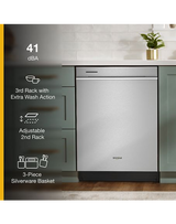 Whirlpool Fingerprint Resistant Quiet Dishwasher with 3rd Rack & Large Capacity WDTA80SAKZ