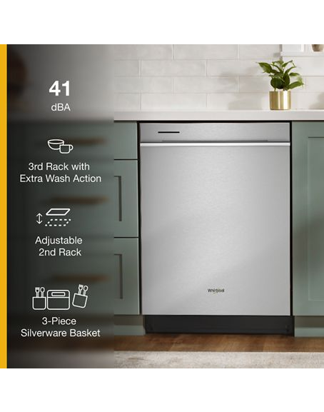 Whirlpool Fingerprint Resistant Quiet Dishwasher with 3rd Rack & Large Capacity WDTA80SAKZ