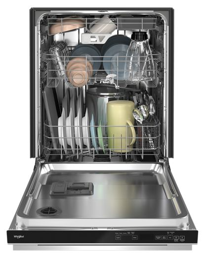 Whirlpool Eco Series Quiet Dishwasher with a washing 3rd Rack & Water Repellent Silverware Basket WDTS7024RZ