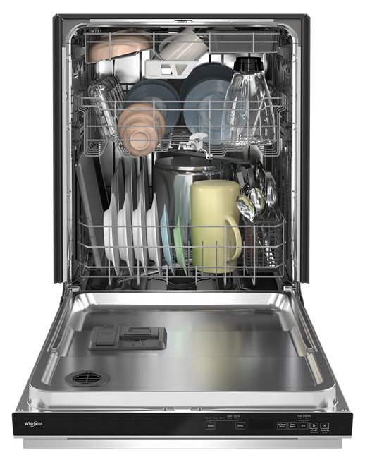 Whirlpool® 24-Inch Top Control Dishwasher with Total Coverage Wash and Auto Open Air Dry in Fingerprint Resistant Stainless Steel WDPS7024RV