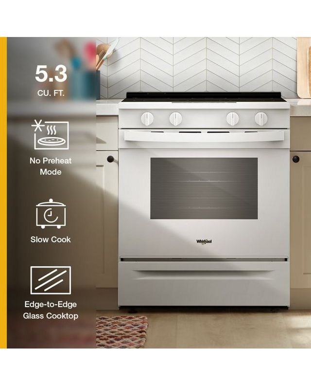 Whirlpool 30-inch Electric Range with No Preheat and Slow Cook Modes WSES3330TW