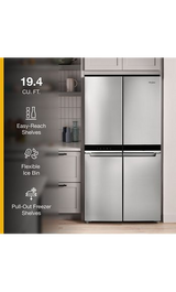 Whirlpool 36-inch Wide Counter Depth 4 Door Refrigerator - 19.4 cu. ft. WRQA59CNKZ