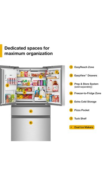 Whirlpool 36-inch Wide True Counter Depth 4-Door French Door Refrigerator - 22 cu. ft. WRMC7036RZ