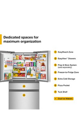 Whirlpool 36-inch Wide True Counter Depth 4-Door French Door Refrigerator - 22 cu. ft. WRMC7036RZ