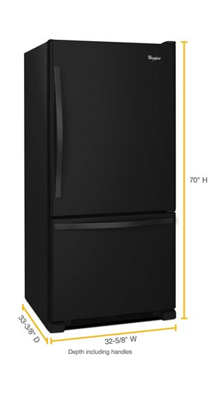 Whirlpool 22 cu. ft. 33-Inch Wide Bottom-Freezer Refrigerator WRB322DMBB
