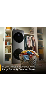 Whirlpool Compact ENERGY STAR® Ventless Heat Pump Laundry Tower with 2.7-cu ft Washer and Electric 4.3-cu ft Dryer WFH5424SW