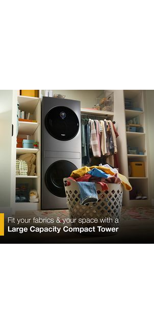 Whirlpool Compact ENERGY STAR® Ventless Heat Pump Laundry Tower with 2.7-cu ft Washer and Electric 4.3-cu ft Dryer WFH5424SJ