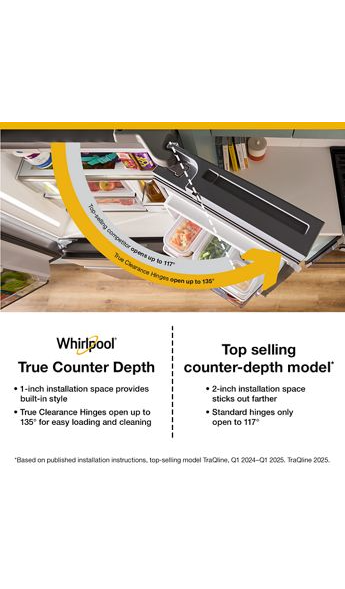 Whirlpool 36-inch Wide True Counter Depth 4-Door French Door Refrigerator - 22 cu. ft. WRMC7036RZ