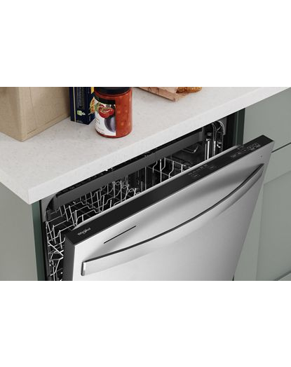 Whirlpool Eco Series Quiet Dishwasher with a washing 3rd Rack & Water Repellent Silverware Basket WDTS7024RZ