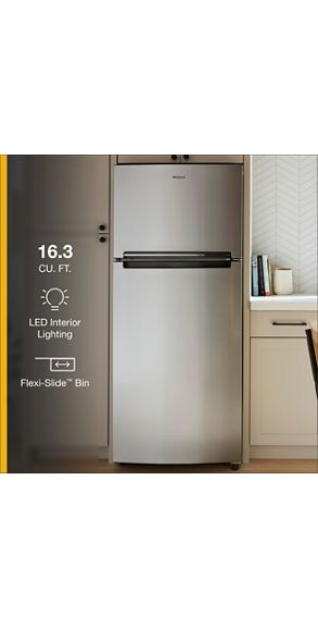 Whirlpool 28-inch Wide Top-Freezer Refrigerator - 16.3 Cu. Ft. WRTX5028PM-Stainless Steel