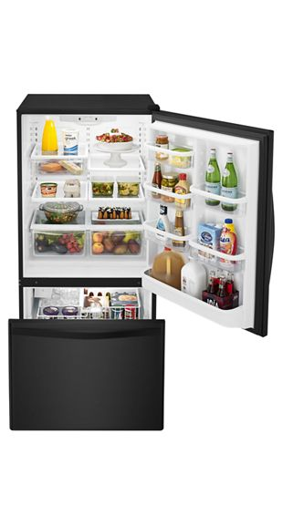 Whirlpool 30-inches wide Bottom-Freezer Refrigerator with SpillGuard Glass Shelves - 18.7 cu. ft. WRB329DMBB