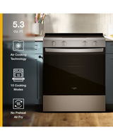 Whirlpool 30-inch Electric Smart Range with Air Cooking Technology and Steam Clean WSES4530TB