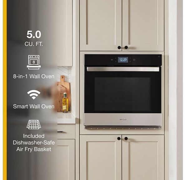 Whirlpool 5.0 Cu. Ft. Single Smart Wall Oven with Air Fry WOES7030PZ