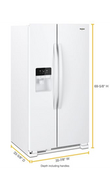 Whirlpool 36-inch Wide Side-by-Side Refrigerator - 25 cu. ft. WRS555SIHW-White