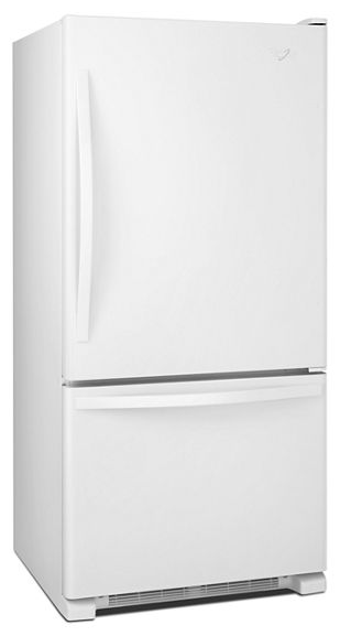 Whirlpool 30-inches wide Bottom-Freezer Refrigerator with SpillGuard Glass Shelves - 18.7 cu. ft. WRB329DMBW