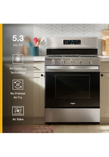 Whirlpool 30-inch Gas Range with Air Cooking Technology, No Preheat Air Fry and Air Baking and Self Clean WFGS5030RS