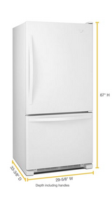 Whirlpool 30-inches wide Bottom-Freezer Refrigerator with SpillGuard Glass Shelves - 18.7 cu. ft. WRB329DMBW