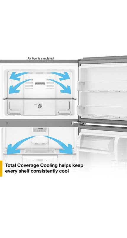 Whirlpool® 29.5-inch Wide Top Freezer Refrigerator with Total Coverage Cooling- 19.2 Cu. Ft. WRTX7419SZ