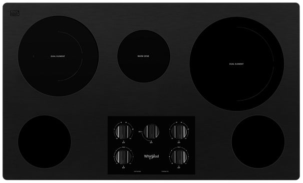 Whirlpool 36-inch Electric Ceramic Glass Cooktop with Two Dual Radiant Elements WCE77US6HB