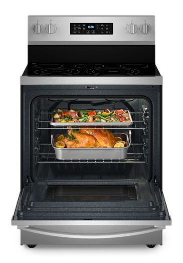 Whirlpool 30-inch Energy Star Electric Range with Air Cooking Technology, No Preheat Air Fry and Air Baking and Self Clean WFES5030RS