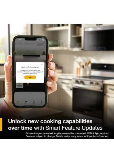 Whirlpool 30-inch Smart Electric Smart Range with Air Cooking Technology, No Preheat Air Fry, High Speed Preheat Oven, WipeClean™ Coating, and Steam/Self Clean WFES7530RB