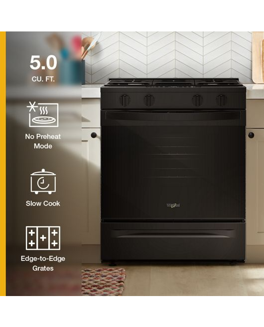 Whirlpool 30-inch Gas Range with No Preheat and Slow Cook Modes WSGS3330TB