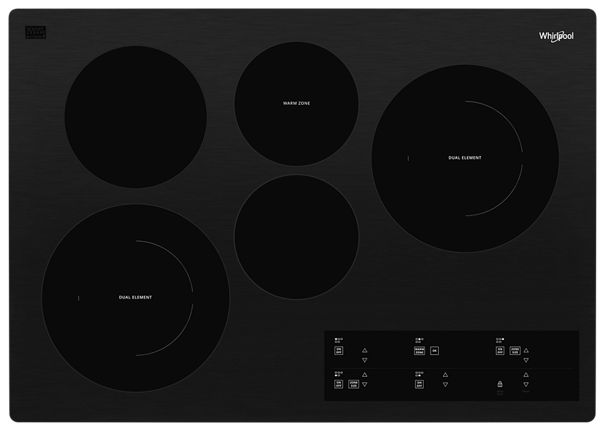 Whirlpool 30-inch Electric Ceramic Glass Cooktop with Two Dual Radiant Elements WCE97US0KB